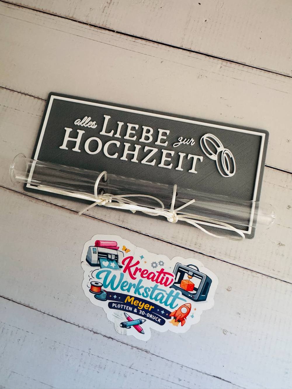 Schild alles Liebe zur Hochzeit mit Gläserhaltern