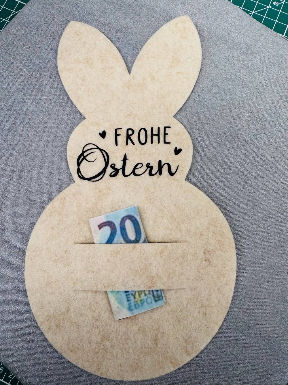Filz-Osterhase mit Geldfach für Ostergeschenke